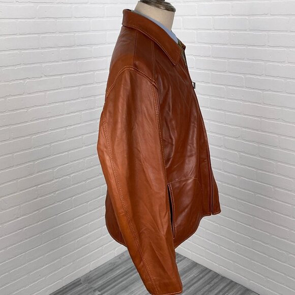 Robert Comstock Vertical Jacket Mens XLarge Brown Buttery Soft Leather Full Zip - Picture 5 of 13